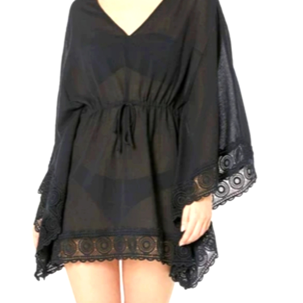 NWT La Blanca Women's Standard V-Neck Butterfly Tunic Swimsuit Cover Up SZ L/XL